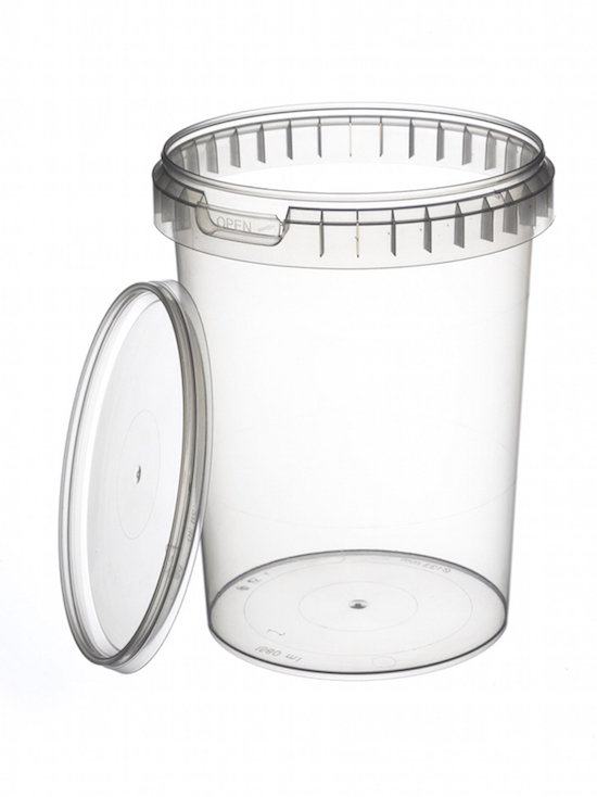 Verzegelbaar TP beker / pot / bak met diameter 133 mm. en inhoud 1580 ml. - Joop Voet Verpakkingen